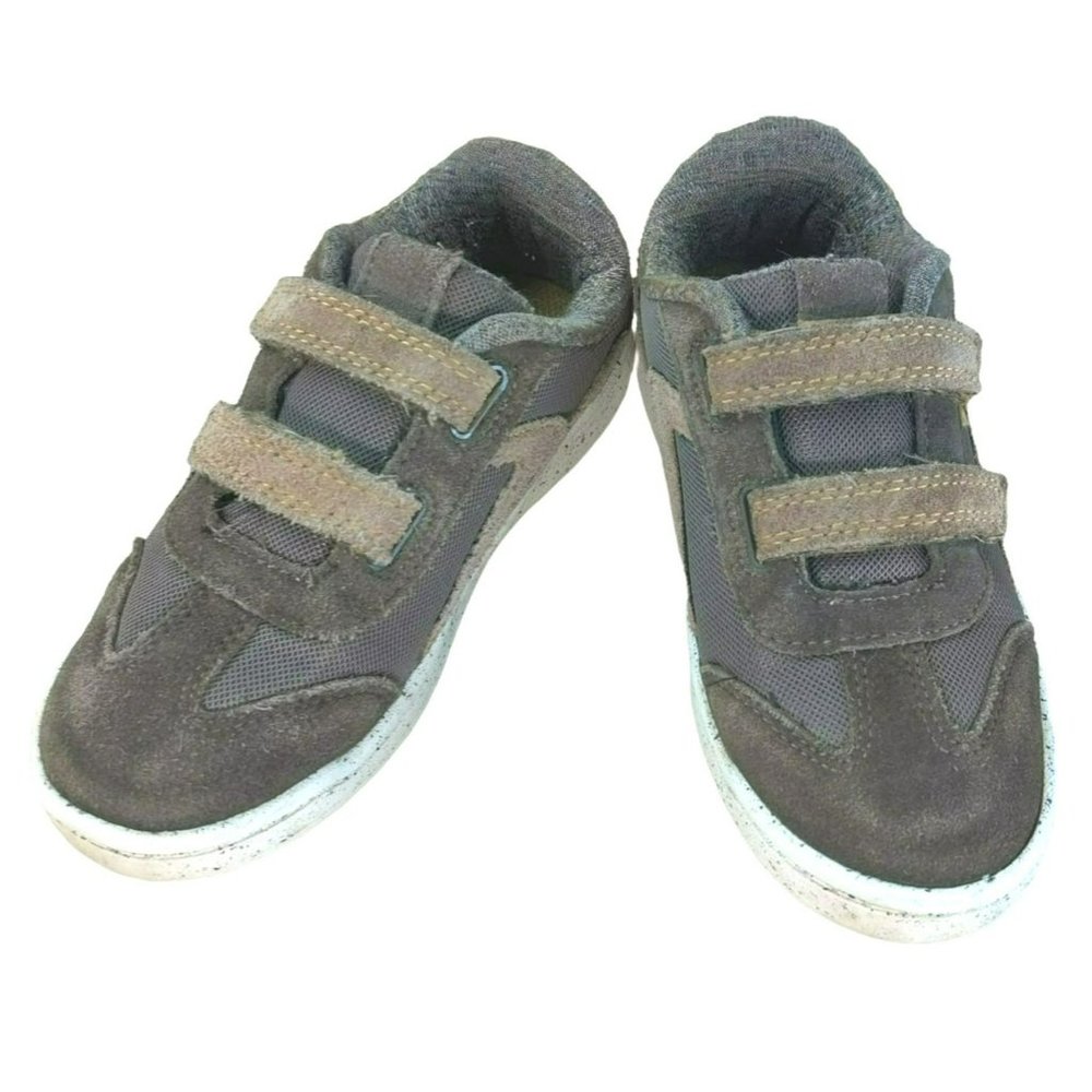 Cat & Jack Size 1 Boys Sneakers Double Strap Hook Loop Closure Leather Details